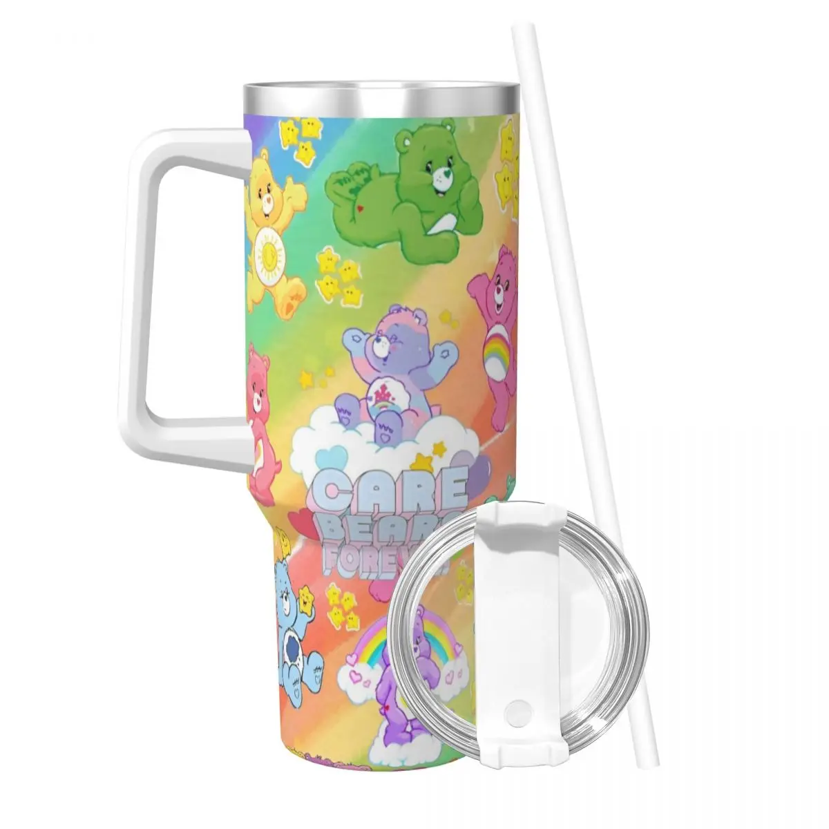 Stainless Steel Tumbler Cute Cartoon Care Bears Thermal Mug Leakproof Cold Drink Car Mugs Travel Graphic Water Bottle