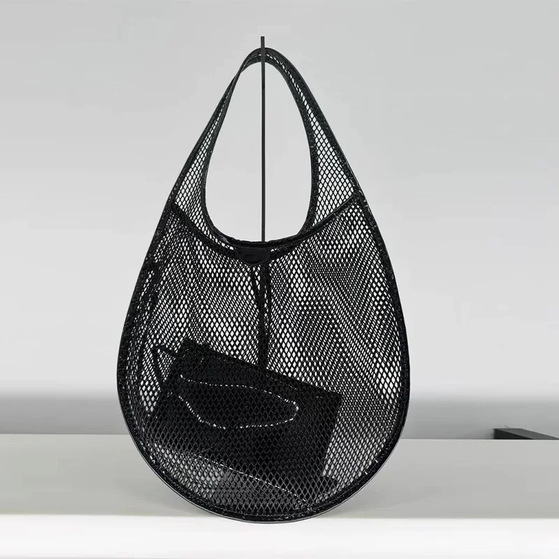 

Brand Fashion Fishing Net Bag New Dark Hollow Net Pocket Shoulder Tote Bag Commuting Versatile Women Large Capacity Underarm Bag