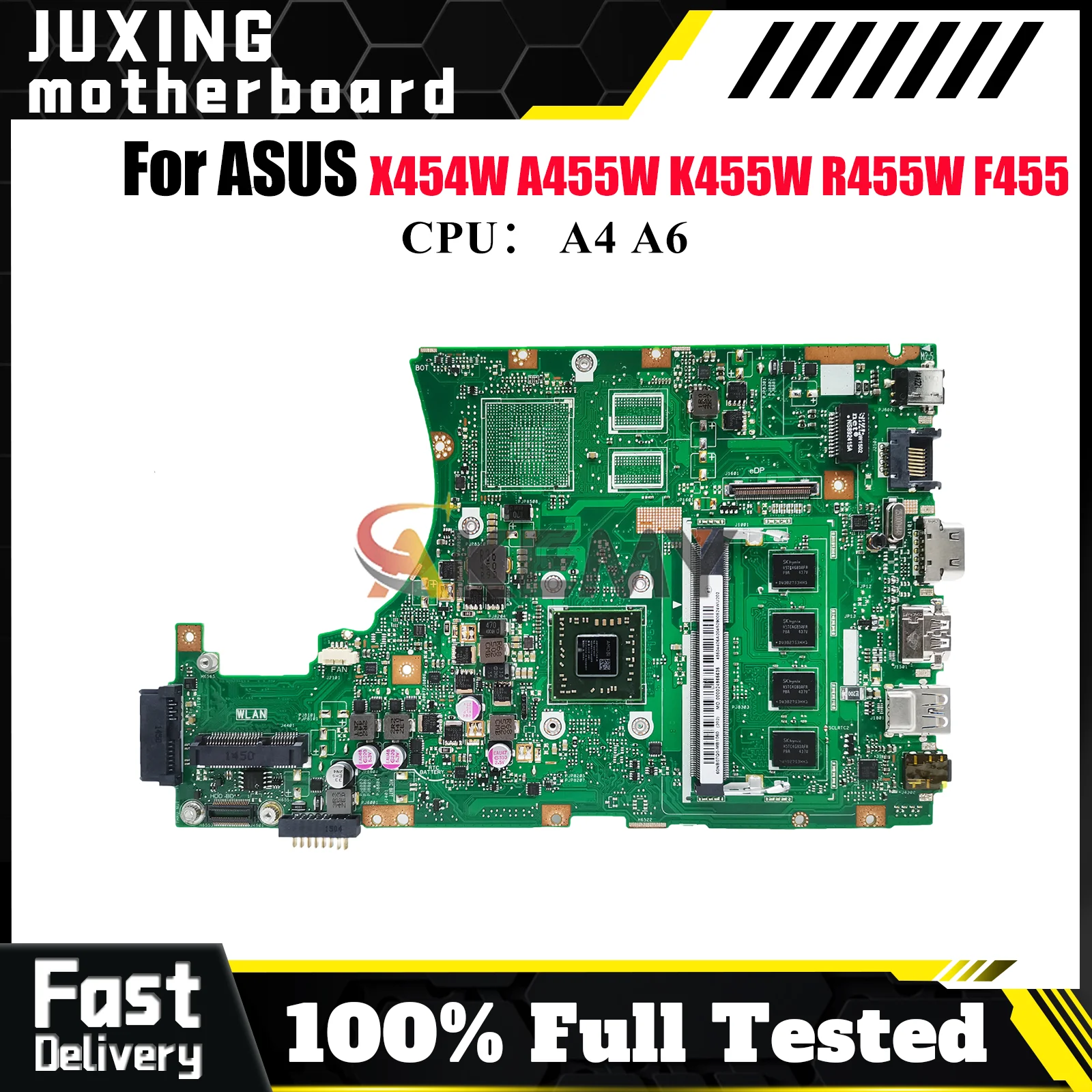 

X455WA Материнская плата для ноутбука ASUS VivoBook X455WE X454W X455WA K455W R455W A455W X455W F455W Материнская плата с процессором A4 A6 тест в порядке