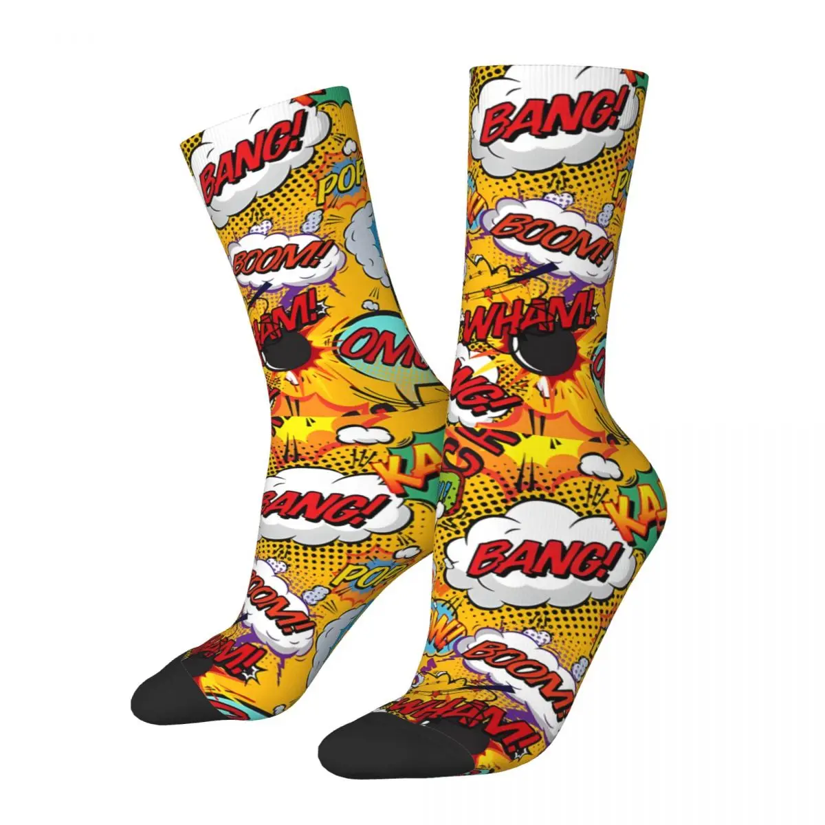 Vintage Comic Book Pop Art Shout Outs Men's Socks Unisex Novelty Pattern Printed Funny Crew Sock Gift