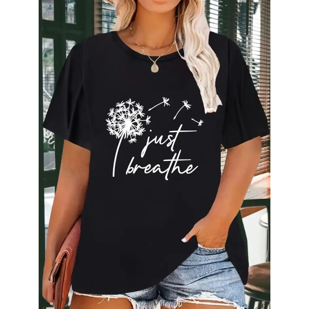 

Cotton Woman Basic Tops O-neck Casual T-shirt 2024 Summer New Printed Tee Clothes Fashion Trend Short Sleeve Tshirts