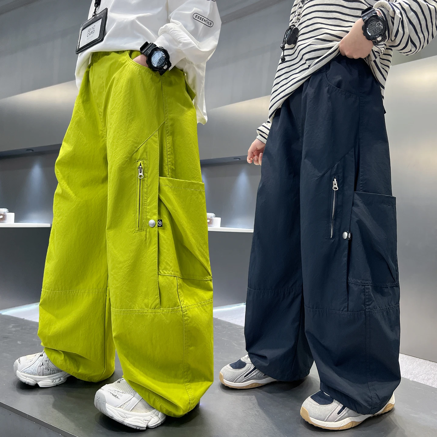 Teenager Boys Wide Leg Pants Breathable Hiking Pants Spring Autumn Sporty Fishing Camping Pants Kids Fashion High Street Trend