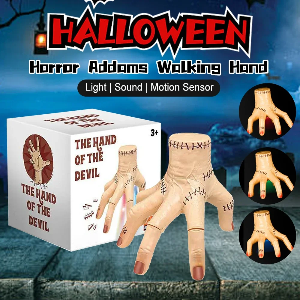 

Halloween Horror Addams Walking Hand Prank Light Sound Realistic Human Hands Small Scary Trick Tool Home Decorative Ornaments