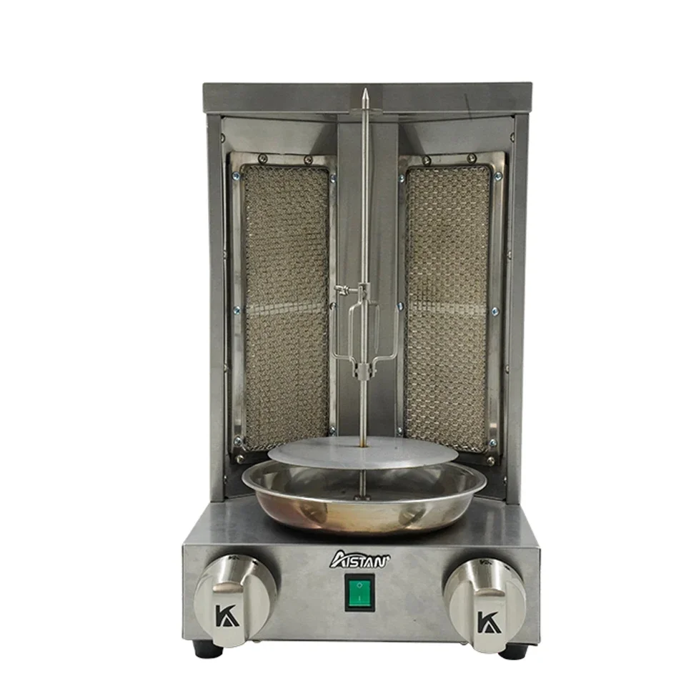 For GB25 Gas Vertical kebab machine 360°rotary S.steel Turkey kebab roaster Shawarma Middle East Rotisserie Equipment