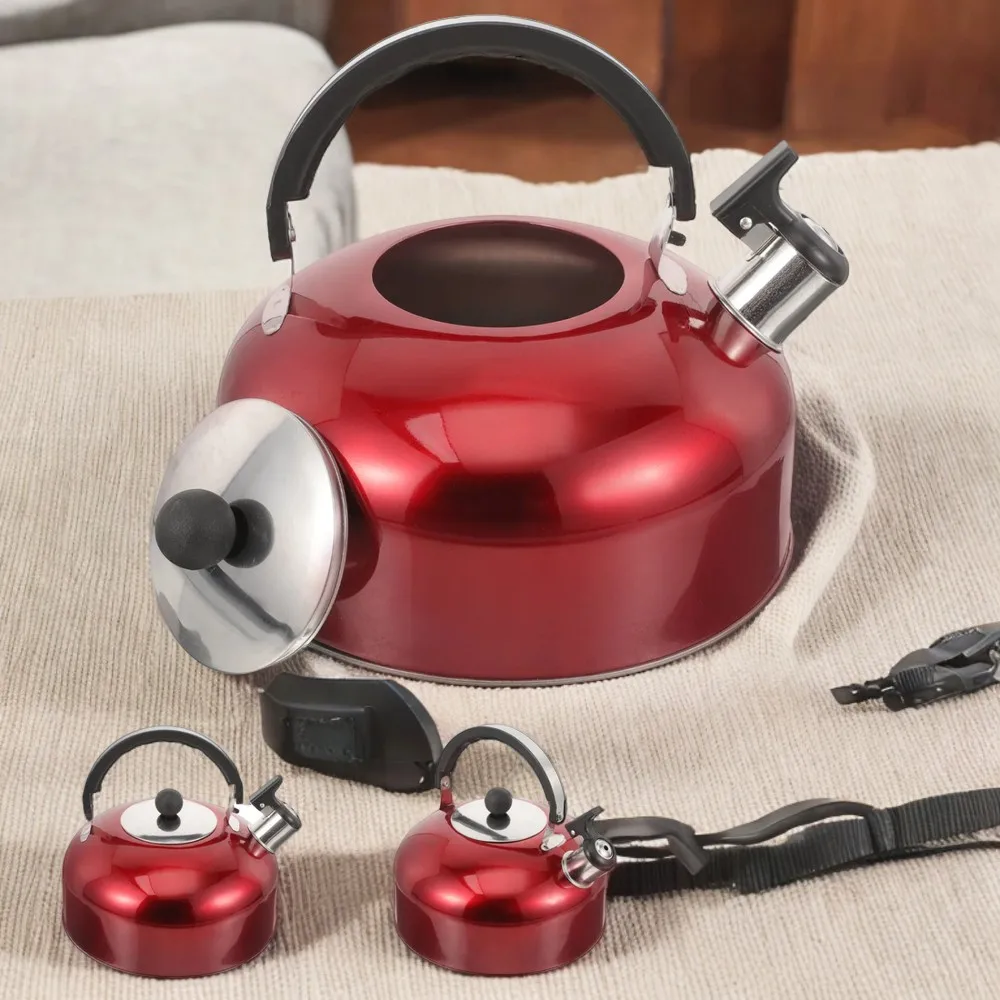 Red Stainless Steel Whistling Tea Kettle with Cool Grip Handle for Induction Stove - Boil Water Efficiently and Safely