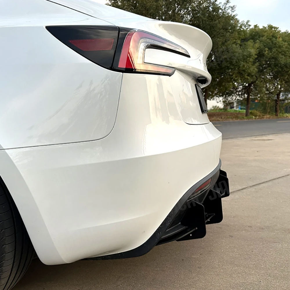 For Tesla Model 3 2023+ ABS Rear Lip Diffuser Spoiler Skid Plate Car Bumper Guard Car Styling