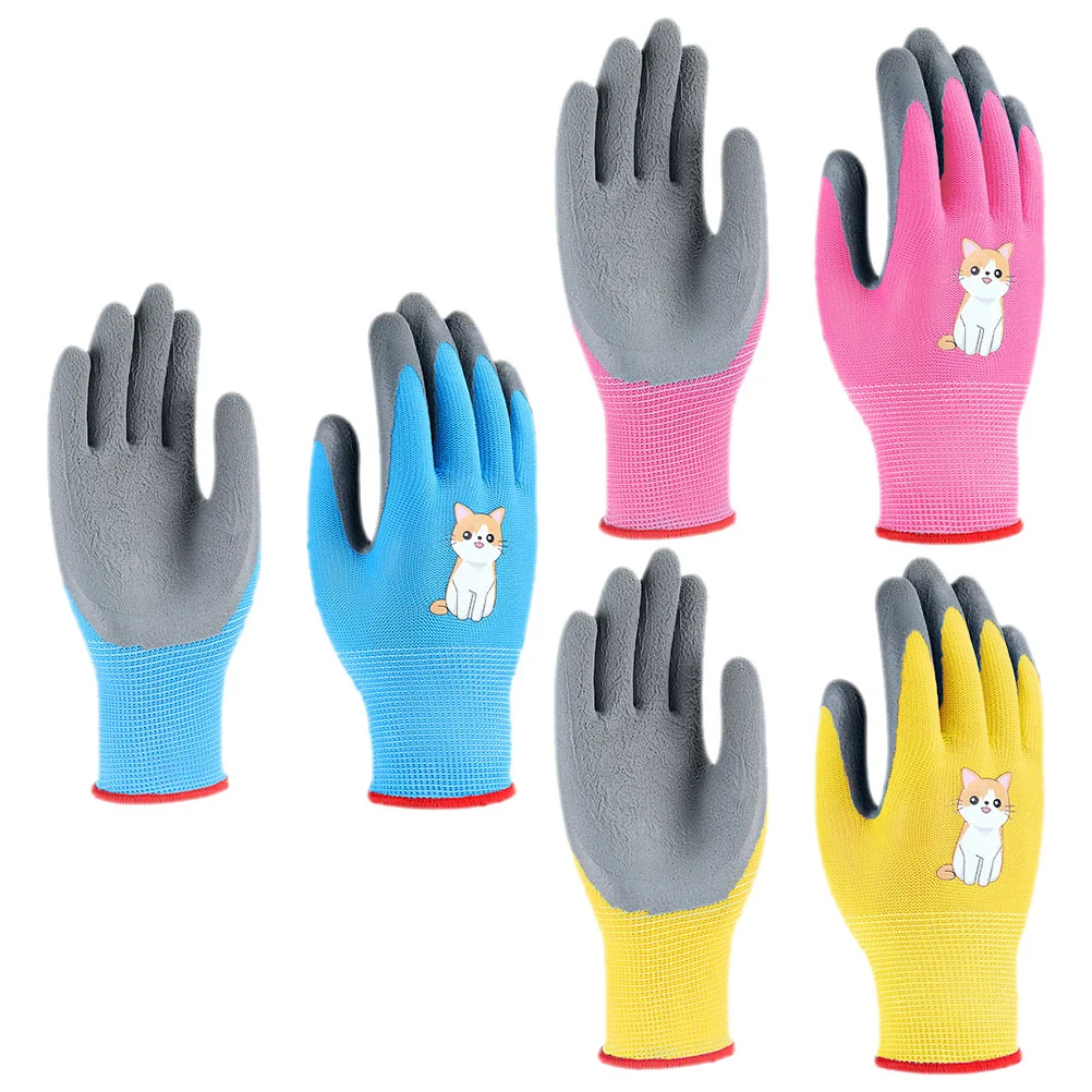 3 Pairs Gardening and Outdoor Picking Protective Gloves Kids Mittens Cut Resistant Work for