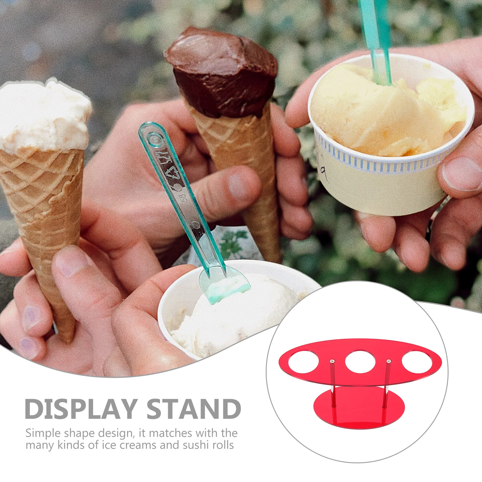 

Acrylic Ice Cream Display Rack Ice Cream Cone Holder Stable Sushi Roll Rack Home Restaurant Food Tray Stand Food Trays