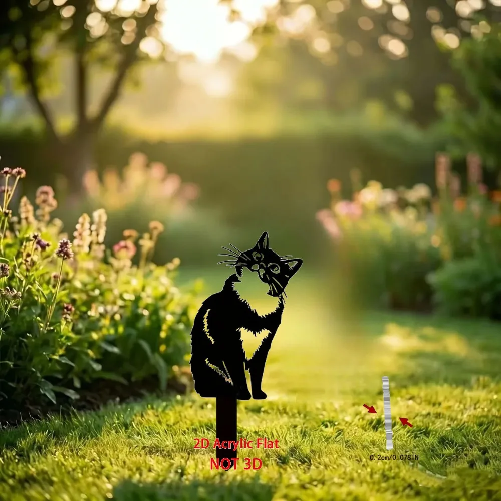 CIFBUY 2D Iron Wall Art Adorable Cat Garden Stake Vintage Pet Home Lawn Fence Ornament Decor