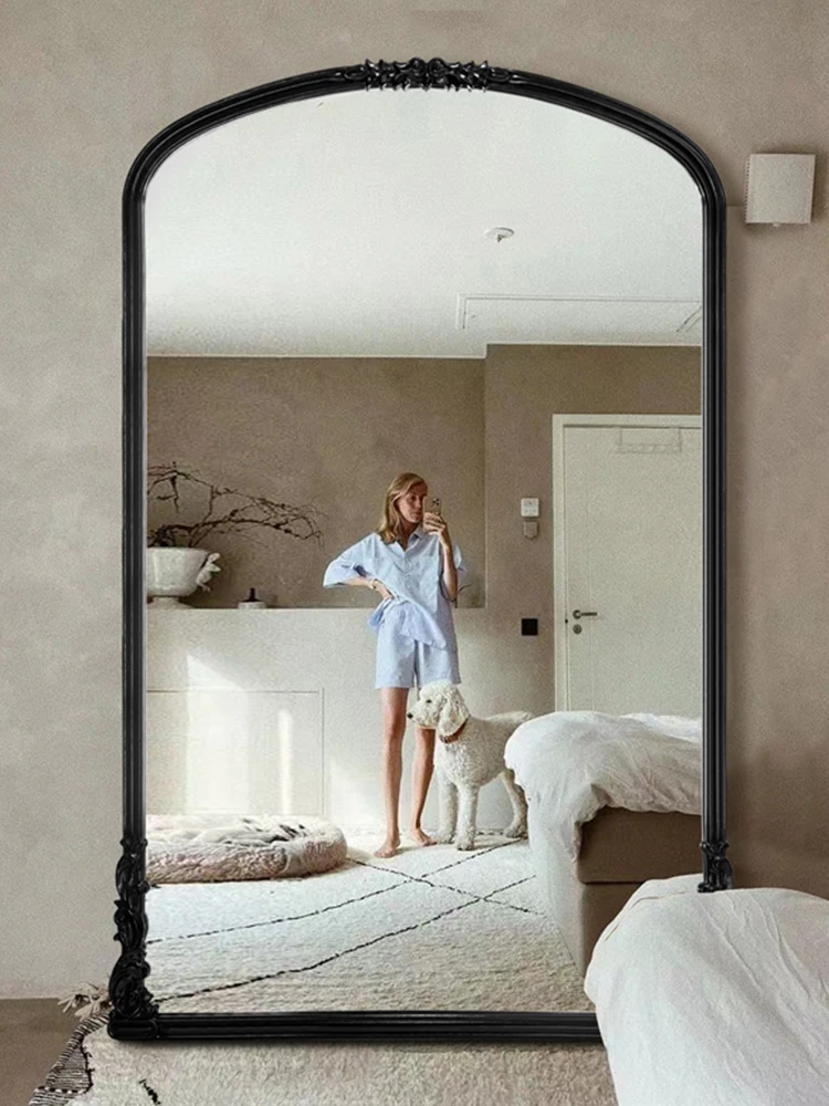 Retro full body mirror French style wall mounted dressing mirror Middle aged household floor to ceiling fitting mirror