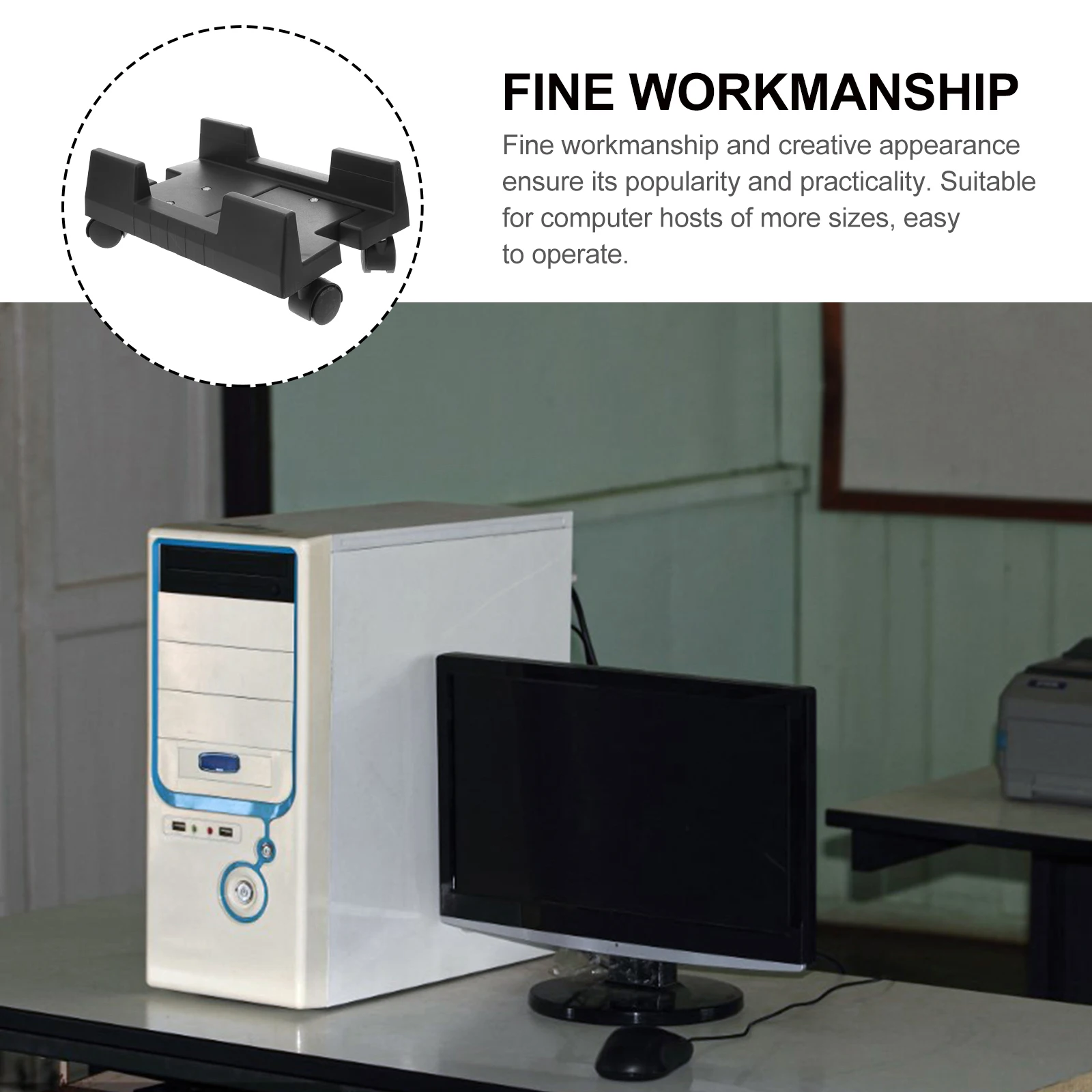 

Computer Tower Stand With Casters Cpu Holder Rack Mobile Mainframe Shelf Reinforced Cpu Support Easy Clean Space Saving