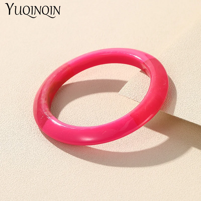 Trendy Vintage Colorful Resin Bangles For Women Geometric Round Bangles Bracelet Charm Retro Simple Elegant Hand Fashion Jewelry