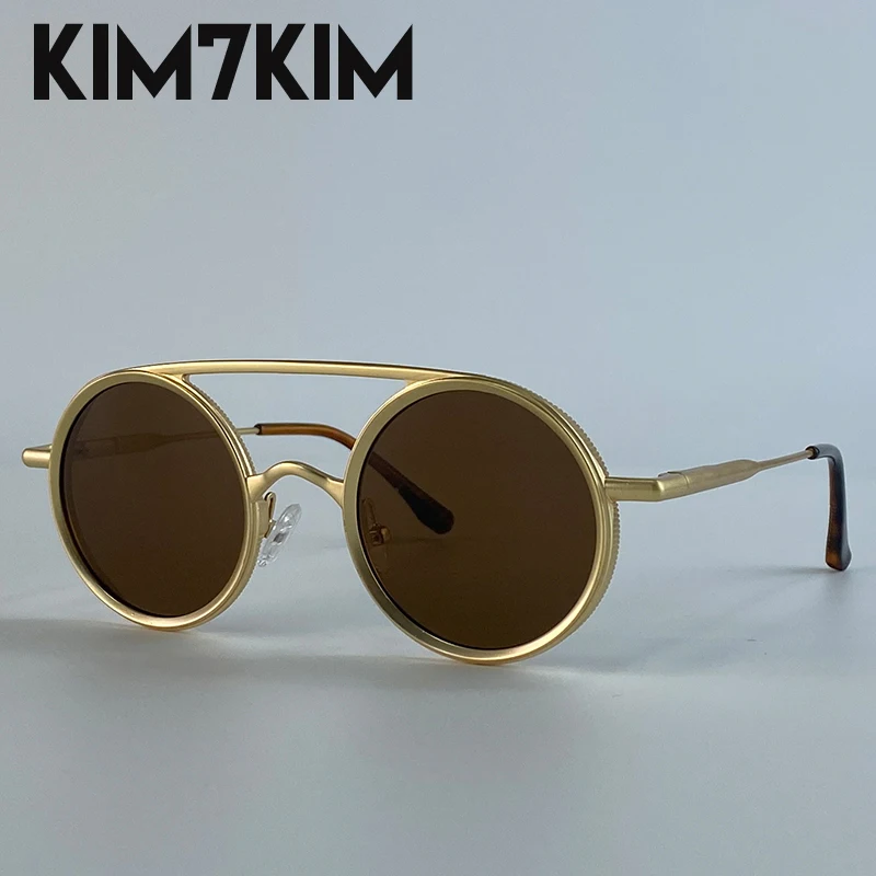Kleine Runde Steampunk-Sonnenbrille für Herren 2026 Luxusmarke Klassische Doppelbalken-Sonnenbrille für Männer Punk-Fahrbrille Schattierungen – Detail 1