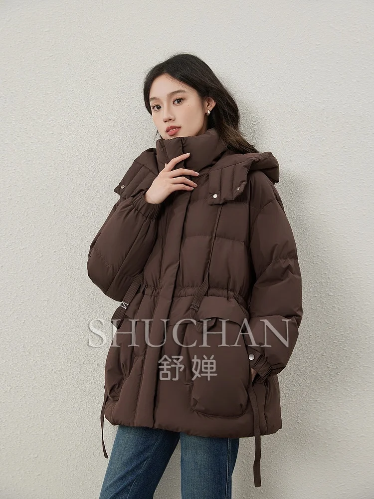 

90 White Duck Down Stand-up Collar Hooded Down Jacket Women Winter Coat Women Casaco Feminino Inverno 2024