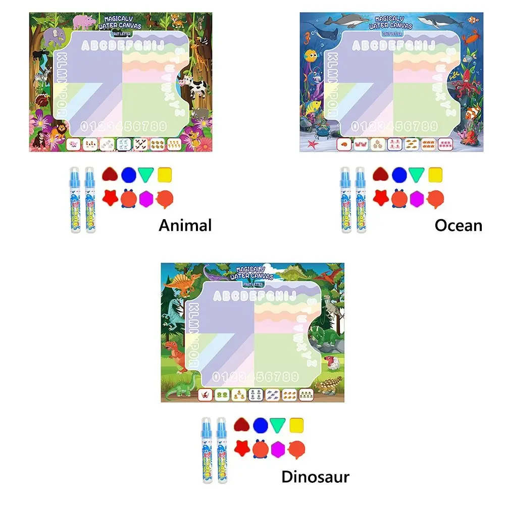 Creative Cartoon Water Doodle Mat 80*60cm Multicolor Graffiti Blanket Early Learning Montessori Water Painting Canvas Toy