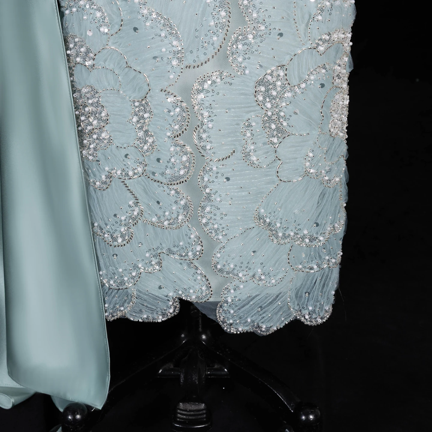 Sharon Said Abendkleid Glamouröses Grünes Perlen-Quastenkleid Schulterfreies Hochzeitskleid Luxuriöses Dubai Formelles Partykleid SS670 Maßanfertigung – Detail 14