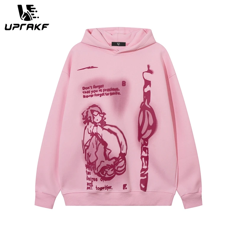 

UPRAKF Harajuku Streetwear Hoodie Funny Boy Graphic Print Cartoon Fashion Loose Casual Hip Hop Autumn Long Sleeve Hipster Tops