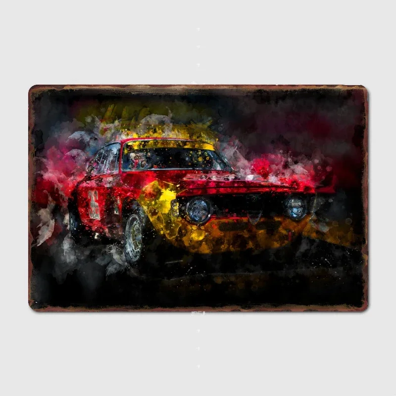 

Alfa 1600 GTA At Night Metal Plaque Poster Club Custom Wall Decor Club Bar Tin Sign Poster Room Decor