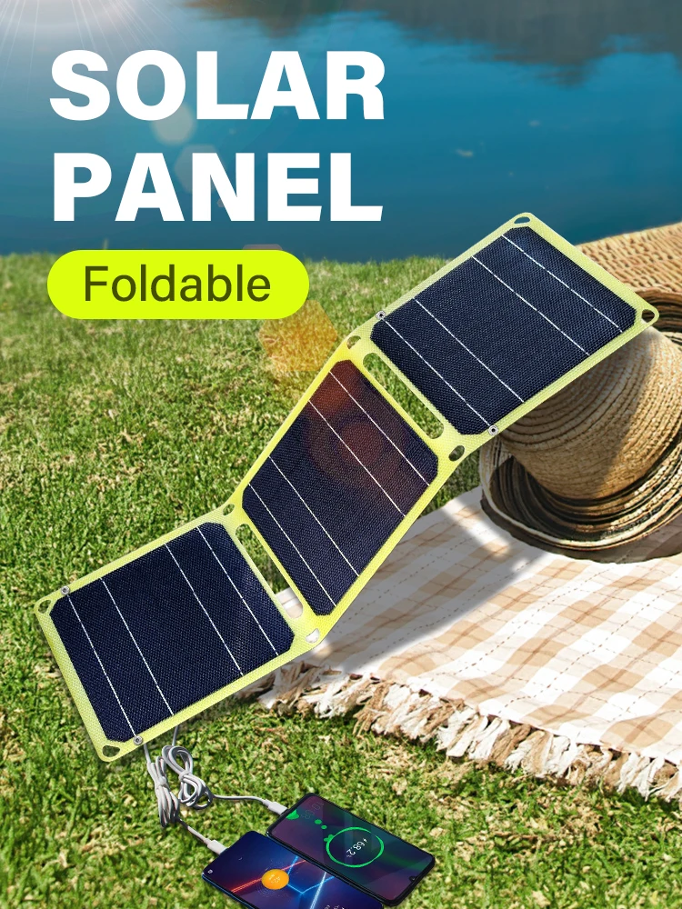 USB+PD solar power bank 5v/9v/12v Photovoltaic panel outdoor camping Portable cell phone charge panels 25w For RV travel Fishing