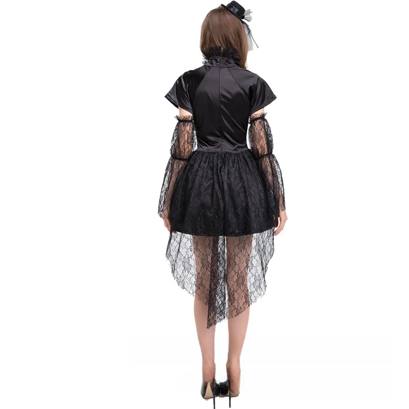 

loween New Witch Costume Bla Tulle Dr Lace Sve Little Witch Performance Role-plang Fairy T Chinese Stage Costume