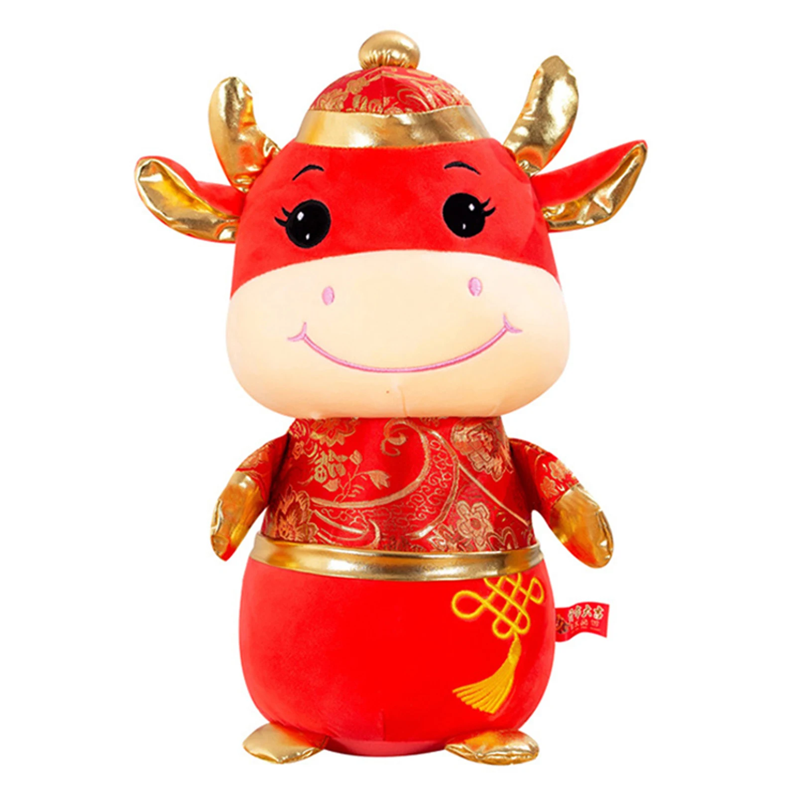 PP Cotton Stuffed Cow Plush Toy Fine Workmanship Cow Plush Toy for Good Luck Well-being and Health