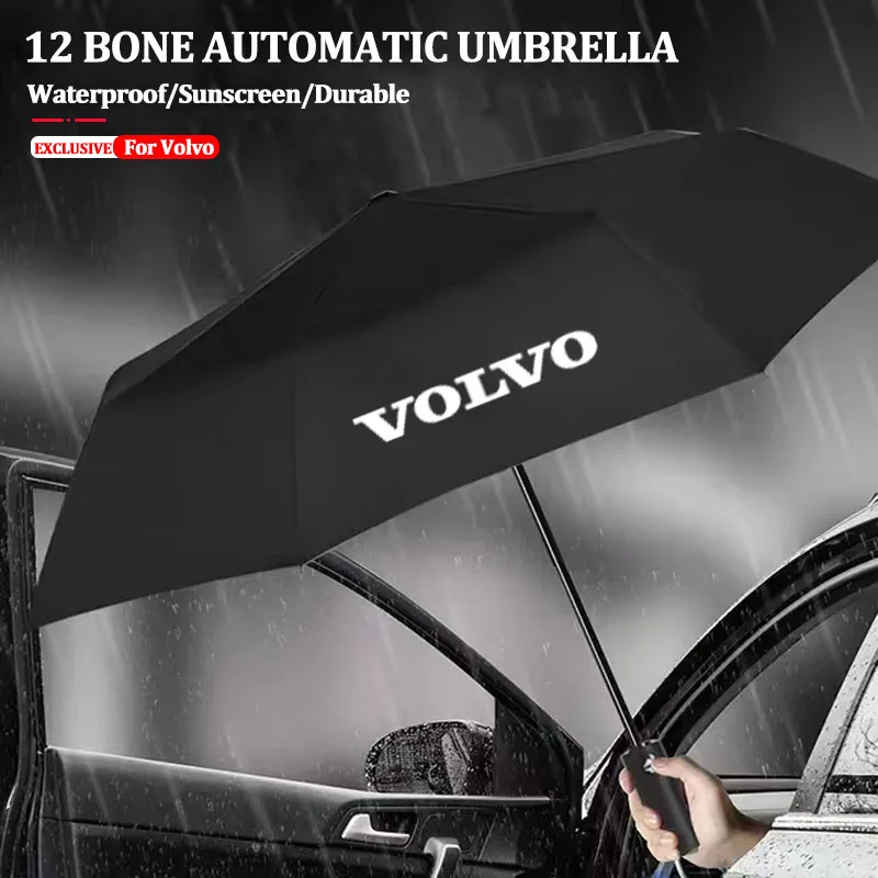 Car Automatic Umbrella Portable Folding Volvo Logo Accessories For Volvo XC60 XC90 V40 V60 S60 V50 V90 S80 EX90 S80L EM90 EX30