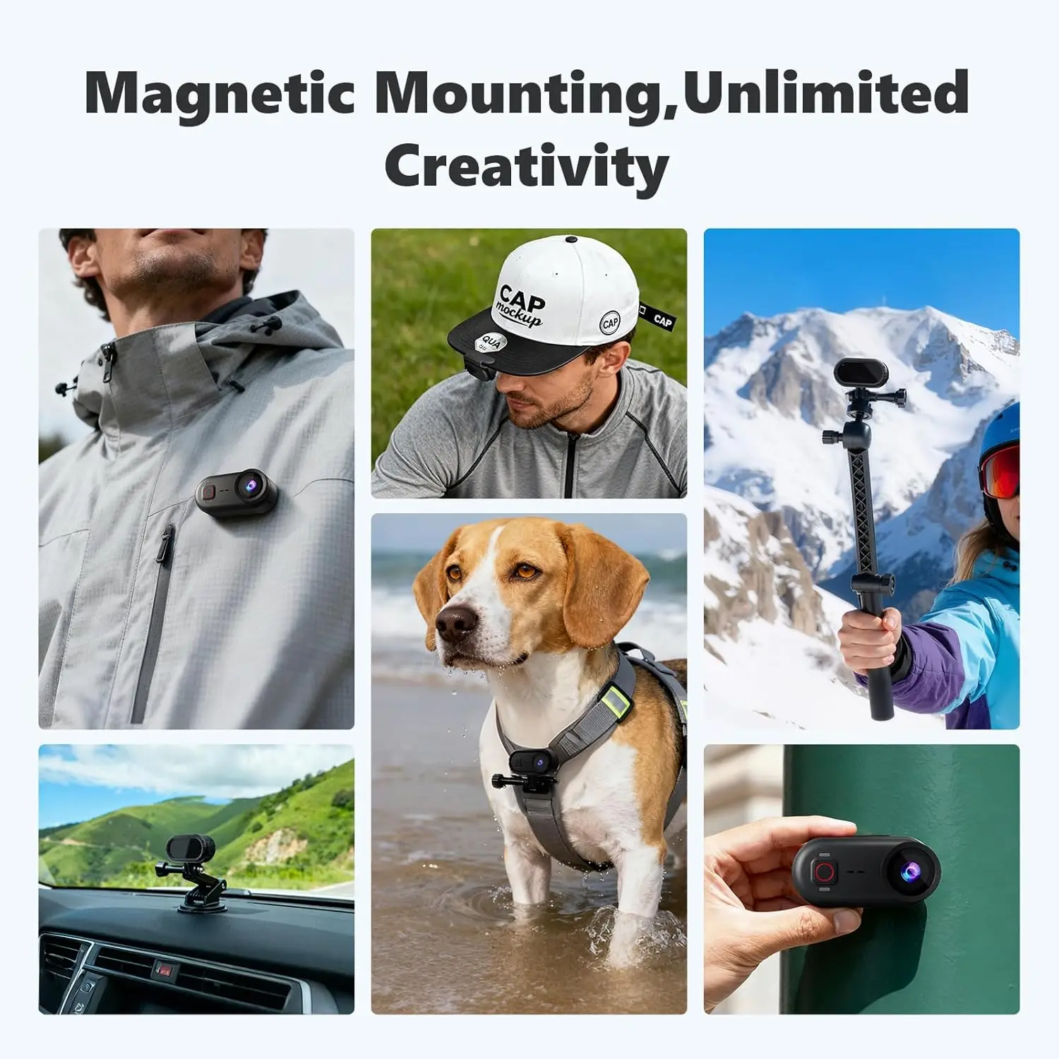 Compact 4K Action Camera with 10-Meter Waterproof Body, Built-in 64GB Storage, Wearable Thumb-Size Cam for Hands-Free POV Recording, Magnetic Mount Perfect for Running, Cycling, Swimming, and Hiking view 6