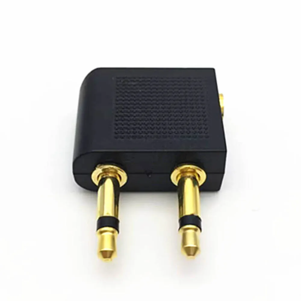 Gold Plated 3.5mm Airplane Travel Headphone Adapter 1 Female to 2 Male Audio Jack Converter for In‑Flight Entertainment System