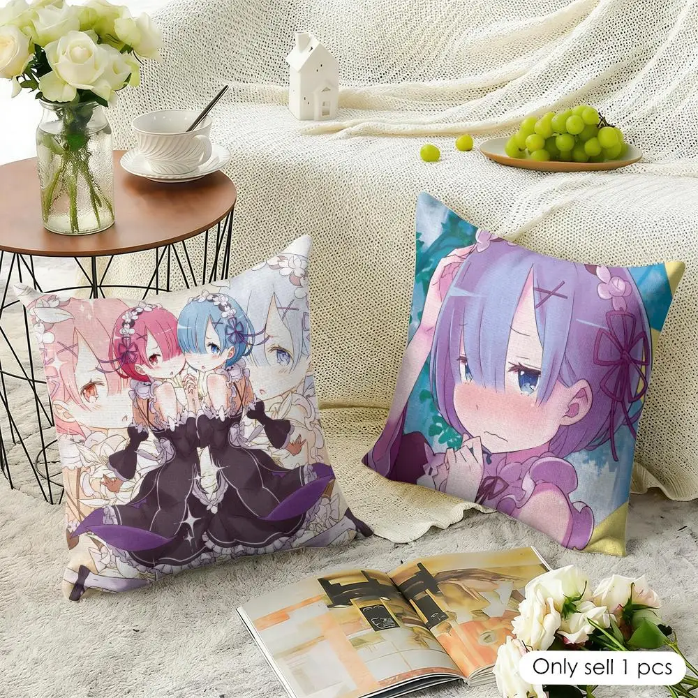 R-reZERO -Starting Life  Cushion Cover Natural Linen Pillow Cover Double-Sided Print Cushion Cover for Sofa Home Decor