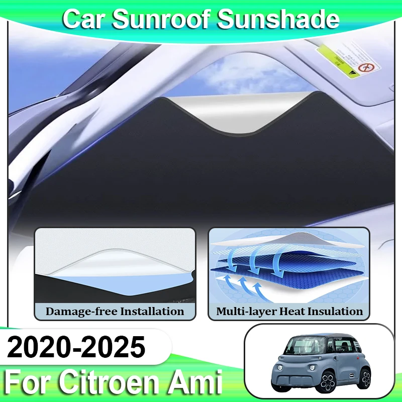 

Car Sunroof Sunshades For Citroen Ami Accessories Opel Rocks e 2020~2025 Skylight Shade Electrostatic Adsorption Auto Sun Visor