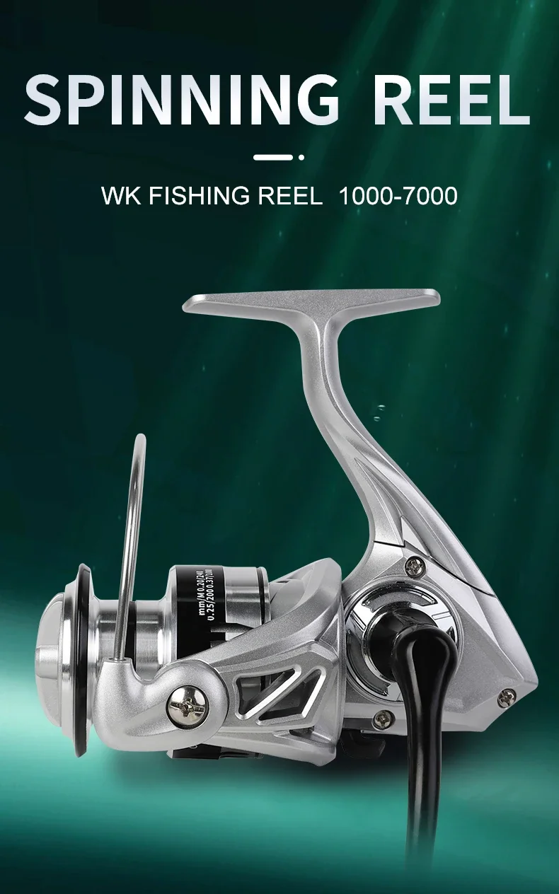 2027 NEUE Metallspule Spinn-Angelrolle 1000-7000 Max. Bremskraft 12KG Metallkugel & EVA-Griff für Karpfen-, Hecht-, Barsch- und Baitcasting-Rollen – Detail 1