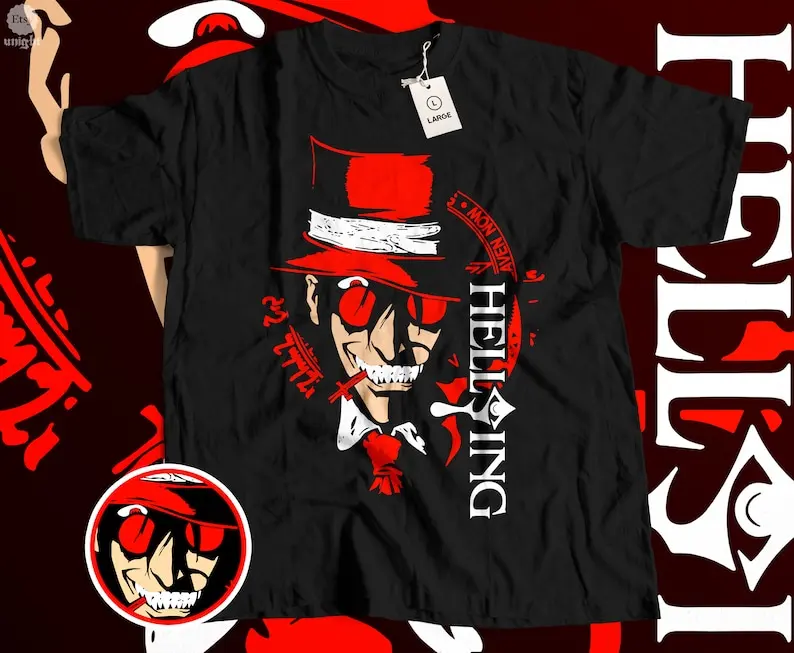 Unisex Alucard Immortal Hunt T-Shirt - Gothic Anime Wear, Vampire Manga Style, Japanese Dark Hero Tee, Hellsing Legacy Apparel,