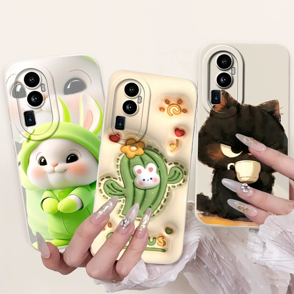 For OPPO Reno10 Pro+ 10Pro 10 5G Cute Rabbit Cat Cartoon Phone Case For Oppo Reno 10 Pro Plus Reno10 Soft Silicone Cases Bumpers