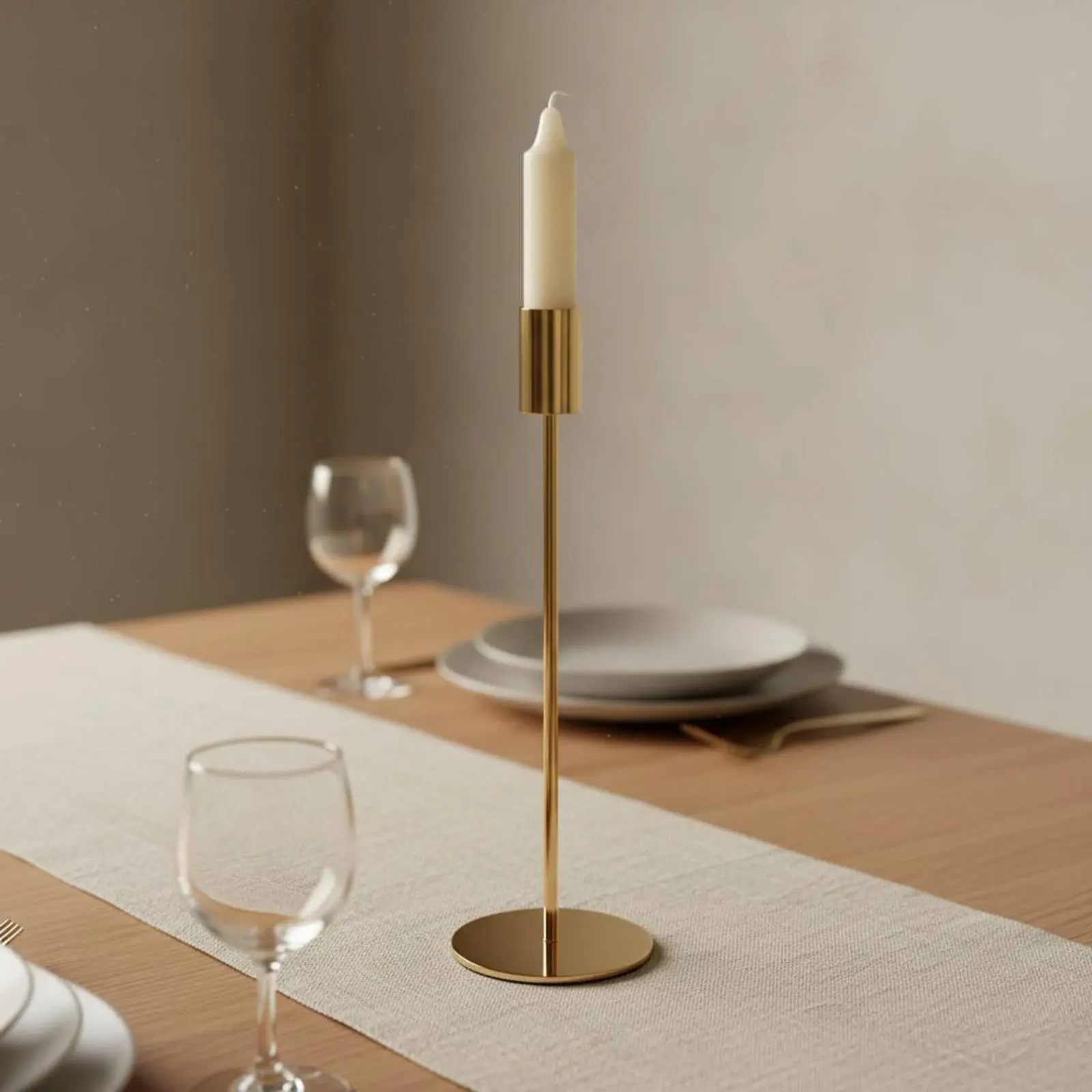 6 Pieces Gold Metal Candle Holder Minimalist Design Taper Candle Holder Set Tall Decorative Candlestick for Wedding, Mantelpiece