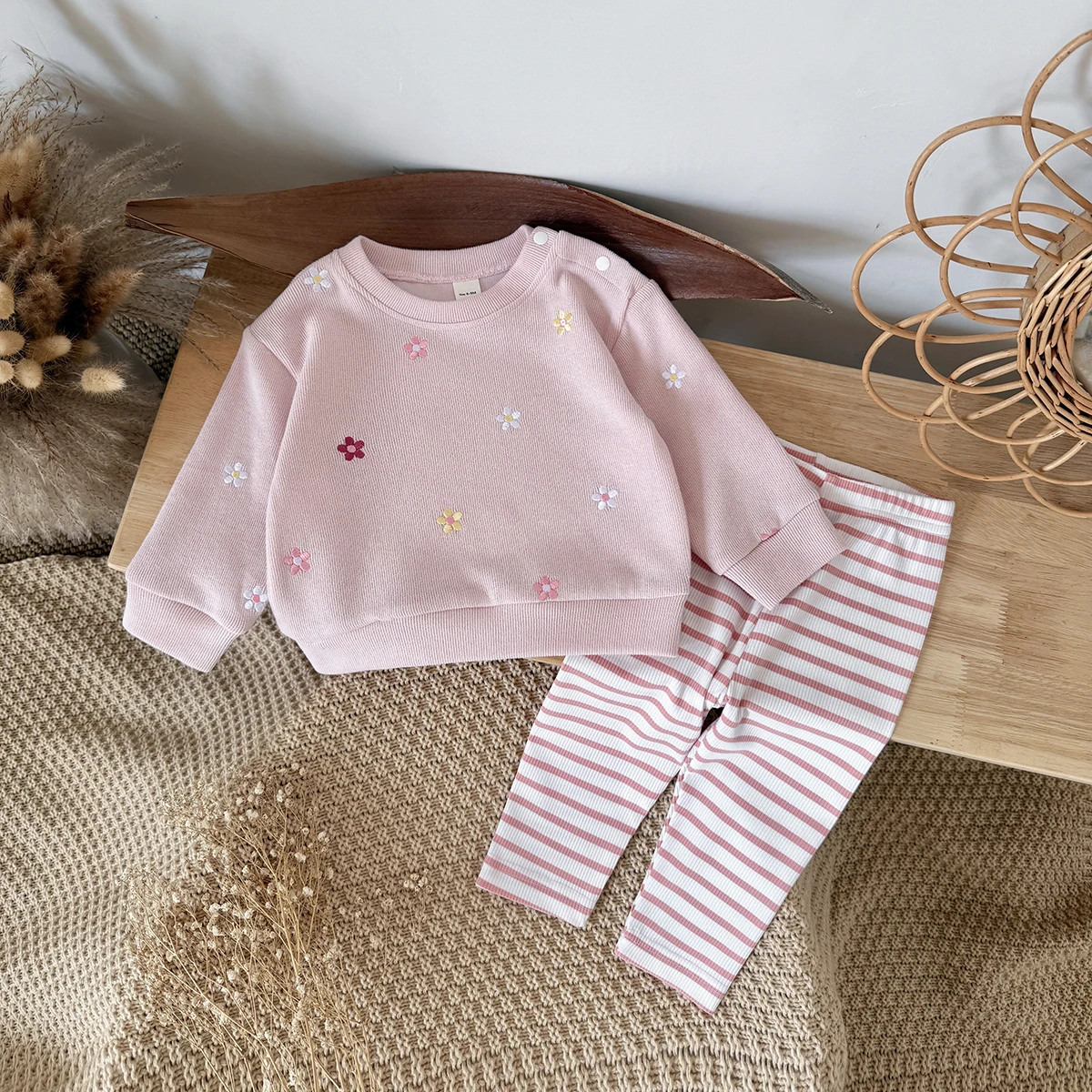 Newborn Girl Clothes Winter Warm Infant Outfit Floral Top Pants Sets 2Pcs Long Sleeve Suit 0-3Years Kids Clothing Tracksuit
