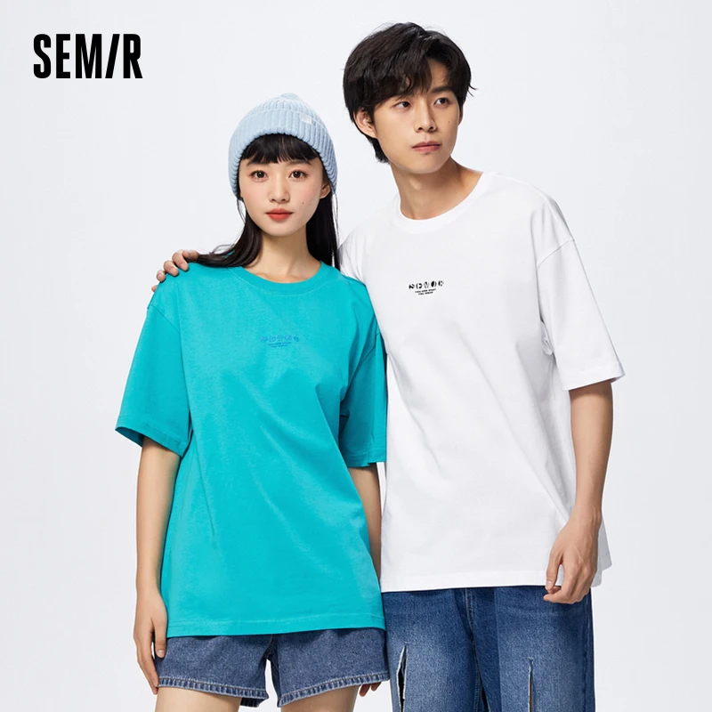 Semir 2024 Short-Sleeved T-Shirt Men New Summer Letter Tops Multi-Color Genderless Couple Wear T-Shirt For Men