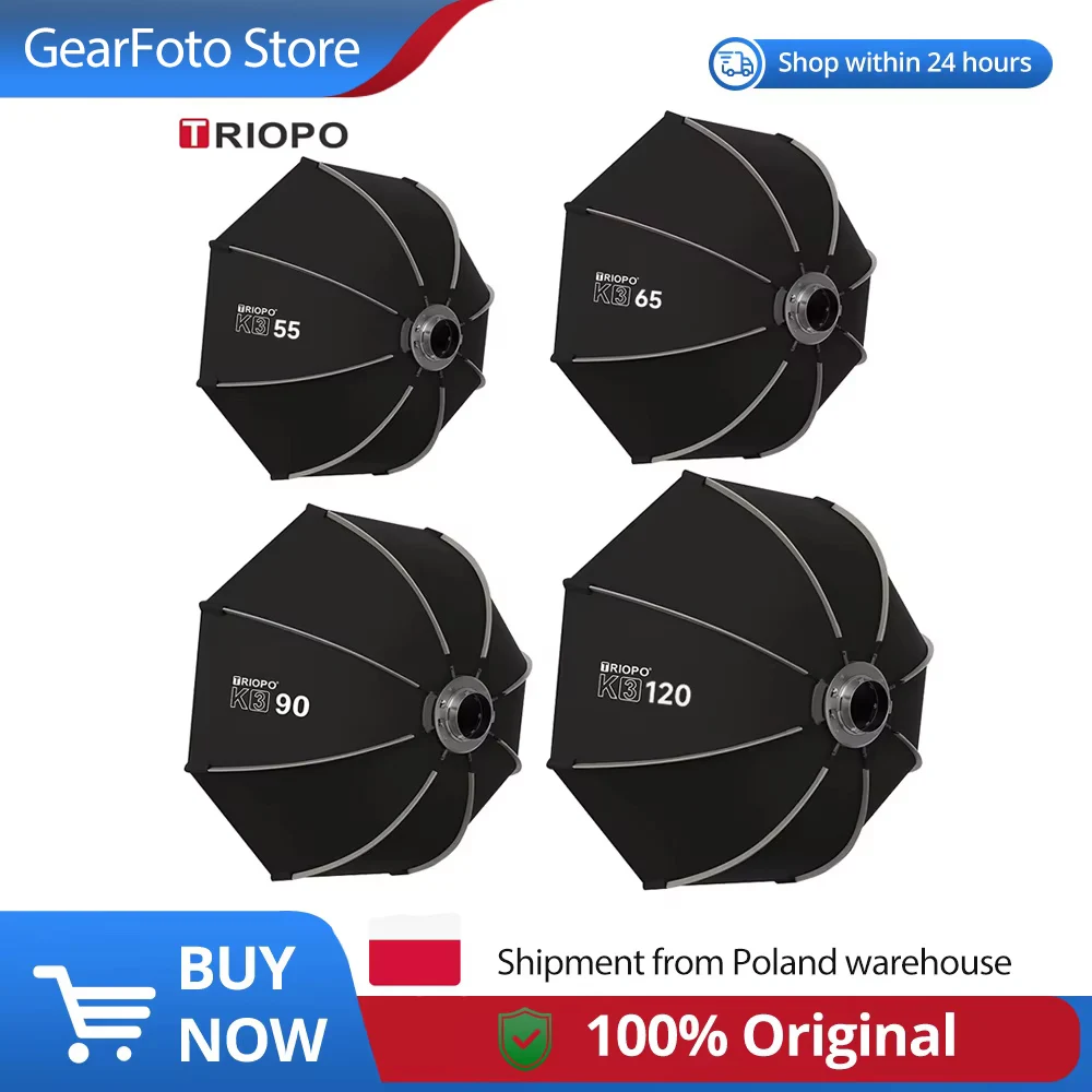 TRIOPO K3 Serie 55cm 65cm 90cm 120cm Snel op te zetten Octagon Softbox Bowens Mount voor Godox Aputure Sokani Studio LED Videolamp