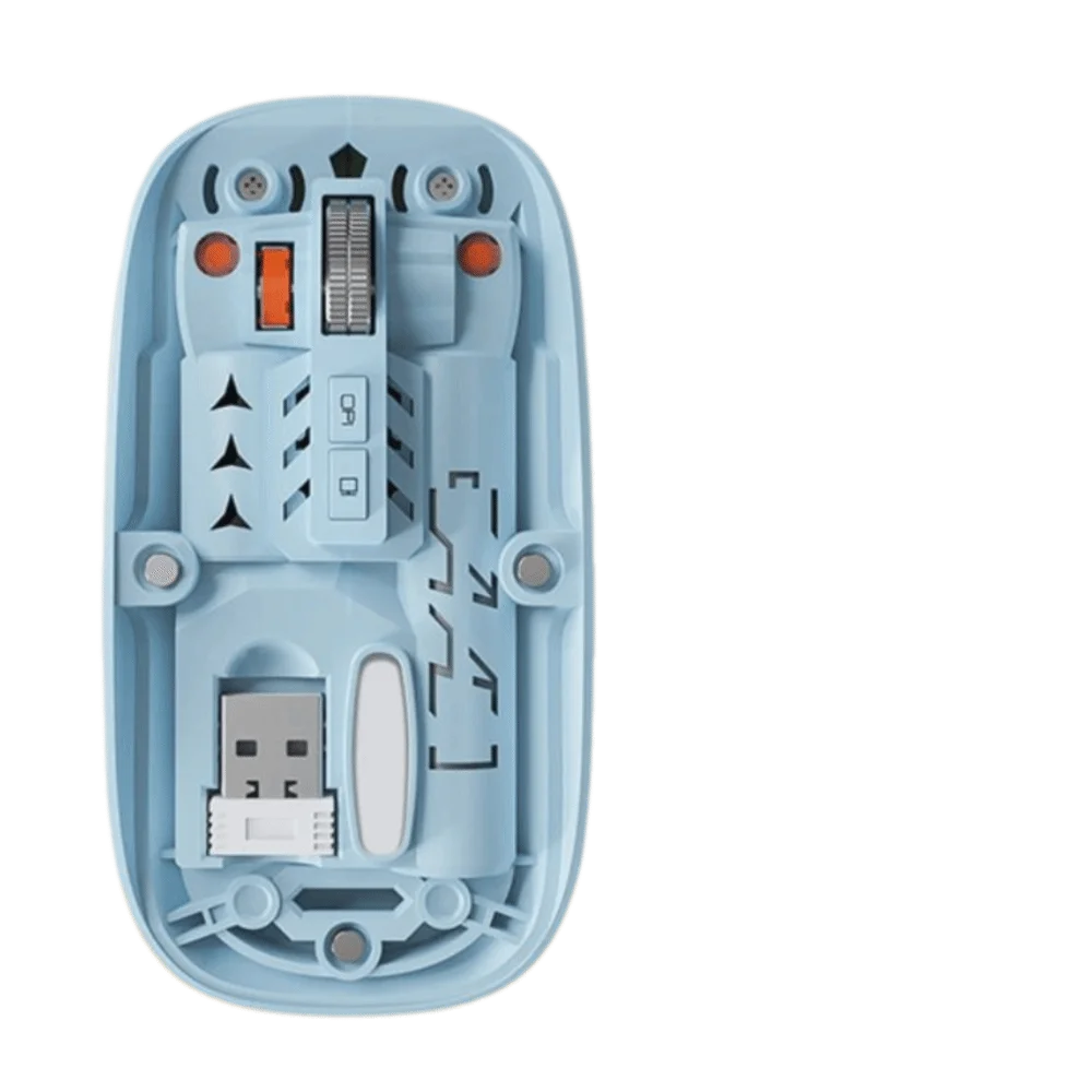 Mouse Gamer Sem Fio com 3 Modos, Recarregável Tipo-C, Design Magnético, Mouse Transparente com Operação Silenciosa