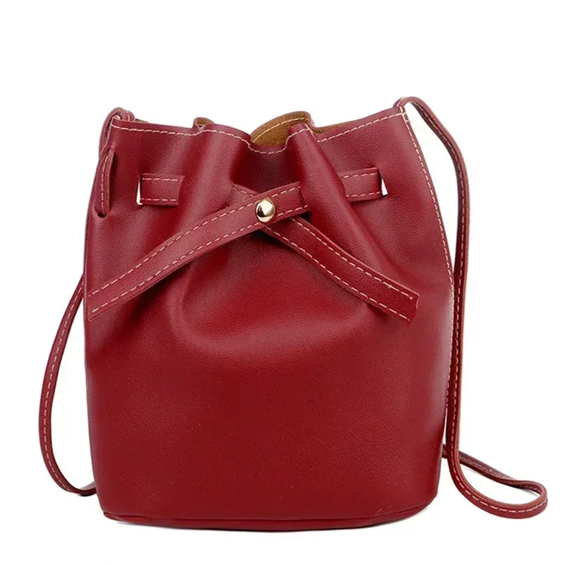 

LB014 Women Bucket Shoulder Bag Drawstring Crossbody Fashion Simplicity High-capacity Ladies Synthetic