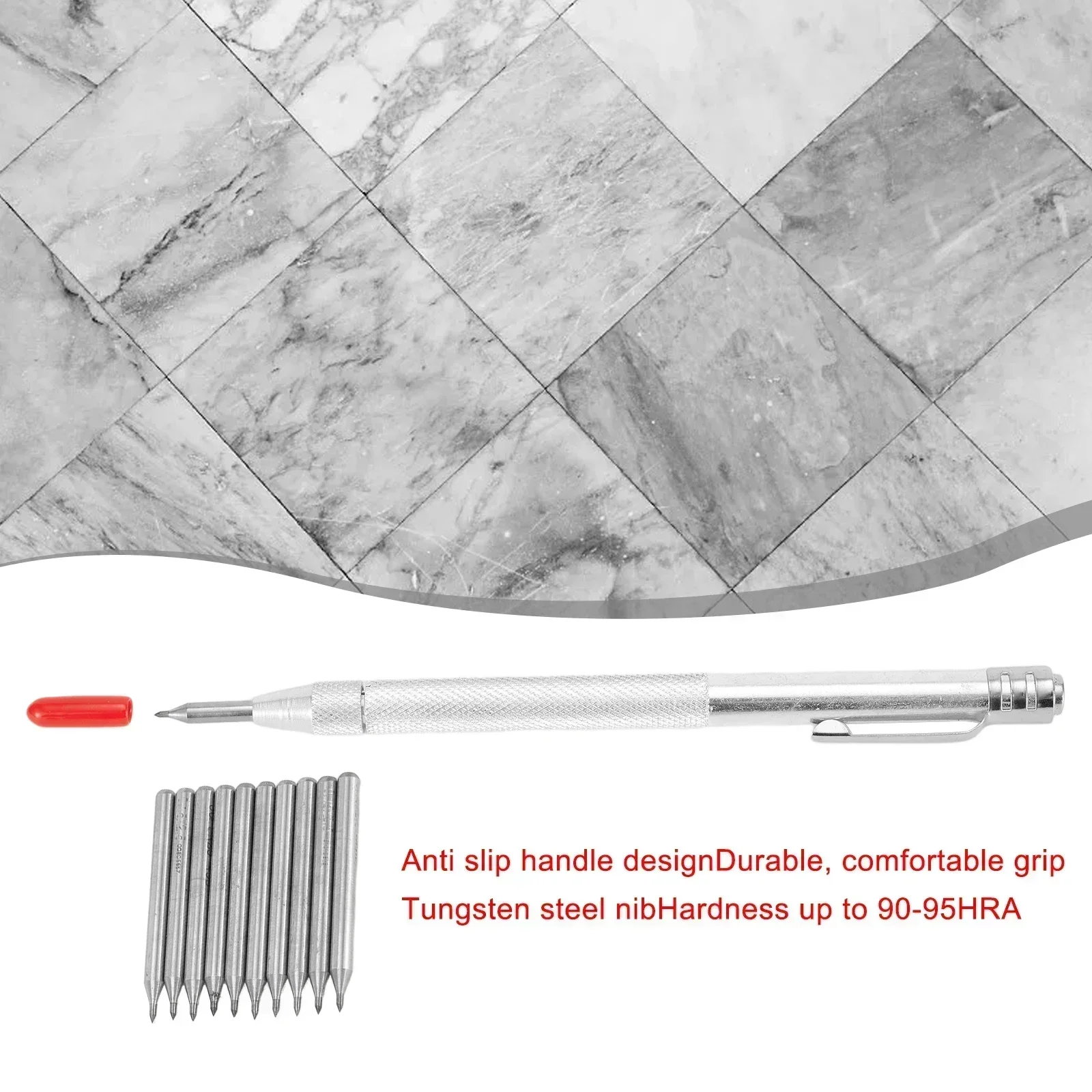 Diamond Scribing Pen Steel Tip Scriber Clip Pen Carbide Nib Stylus Pen For Glass Ceramic Metal Marking Tool