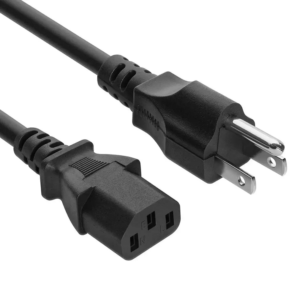 1.5m 5FT 18AWG 3‑Pin US Plug Power Cord NEMA 5‑15P to IEC320 C13 250V 60C Universal Replacement Cable for PC Monitor Printer Bla