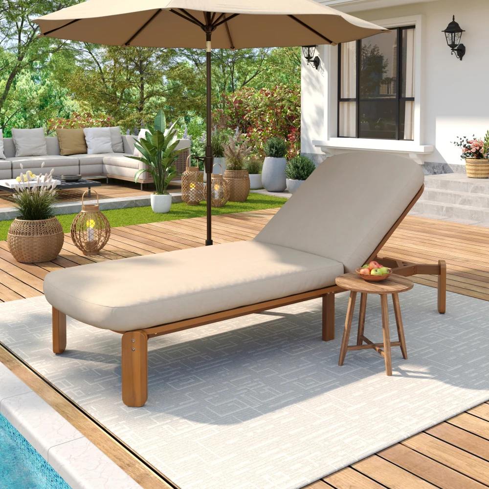 

Регулируемый шезлонг для улицы с откидной спинкой - для патио, у бассейна и на пляже (коричневый)