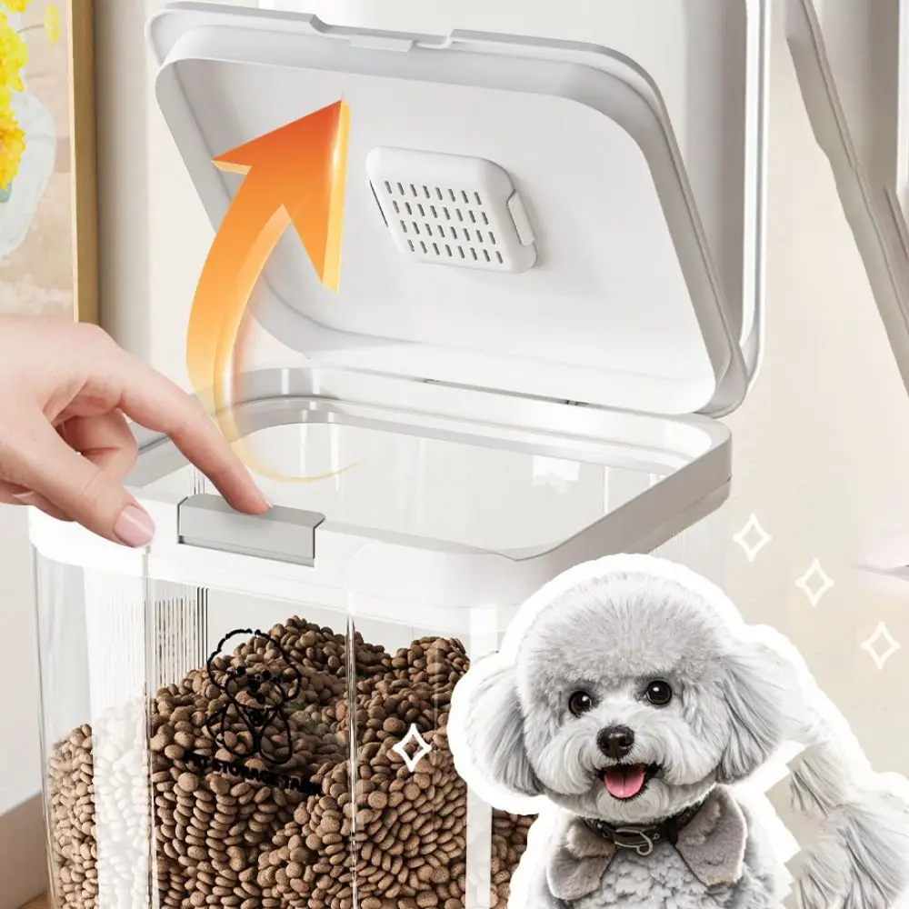 Moisture-Proof Pet Food Storage Container Transparent Insect Proof Grain Storage Box Flip Cover Large Capacity