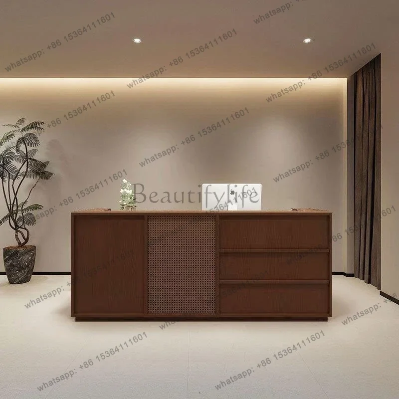 Best Sellers Multi-layered Retro Reception Desks Capacity Retro Simple Reception Desks Office Furniture Sportello Di Ricevimento