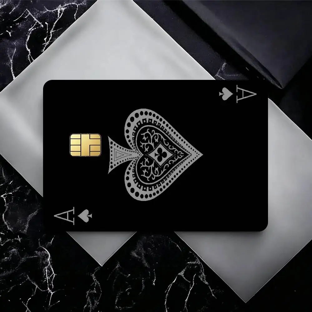Ace of Spade black  Credit Card Public Transportation Cards Protective Sticker Waterproof Card Face Decoration