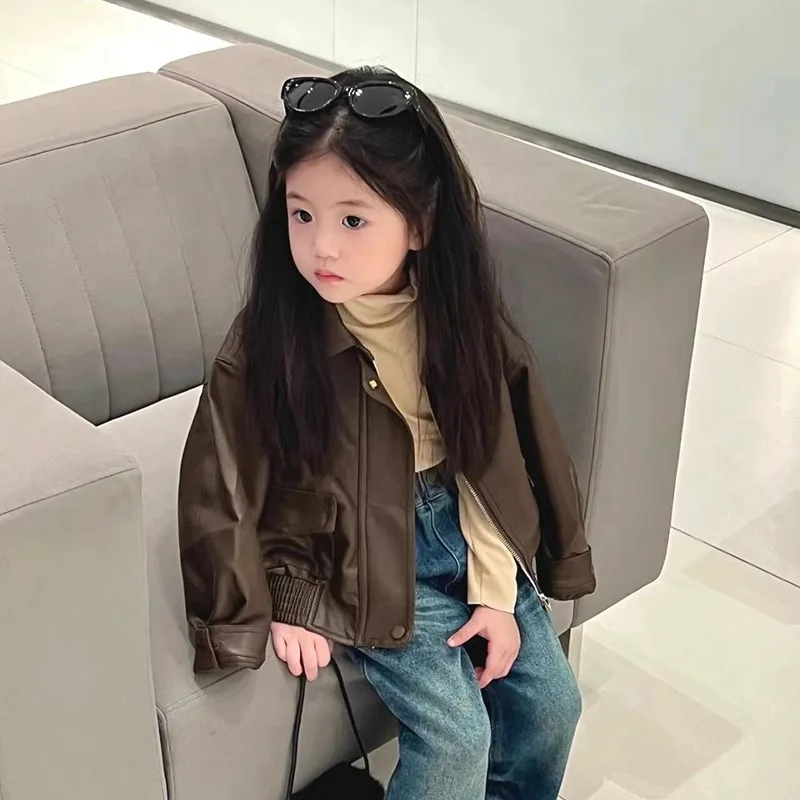 Chaqueta De cuero para niños, Chaqueta corta para mujer, Top De cuero PU Retro, Ropa para niños, chaqueta para niños, Ropa para Niño, Ropa para Niña