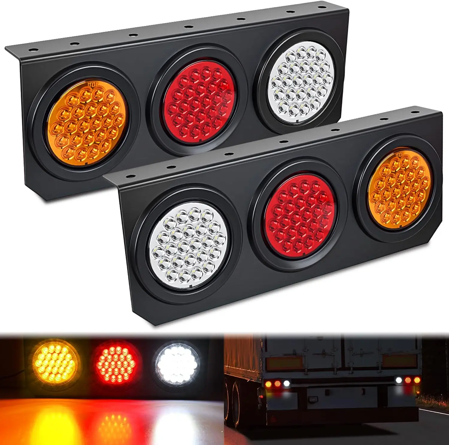 

Nilight Triple Tail Light 72LED 2PCS Stop Brake Turn Signals Reverse Back Up Running Lights with Iron Bracket Base IP67 Waterproof Fits Truck Trailer Camper Van RV Caravan, Waterproof LED Brake Turn Signal Lights for Trailer RV Truck Exterior Lighting