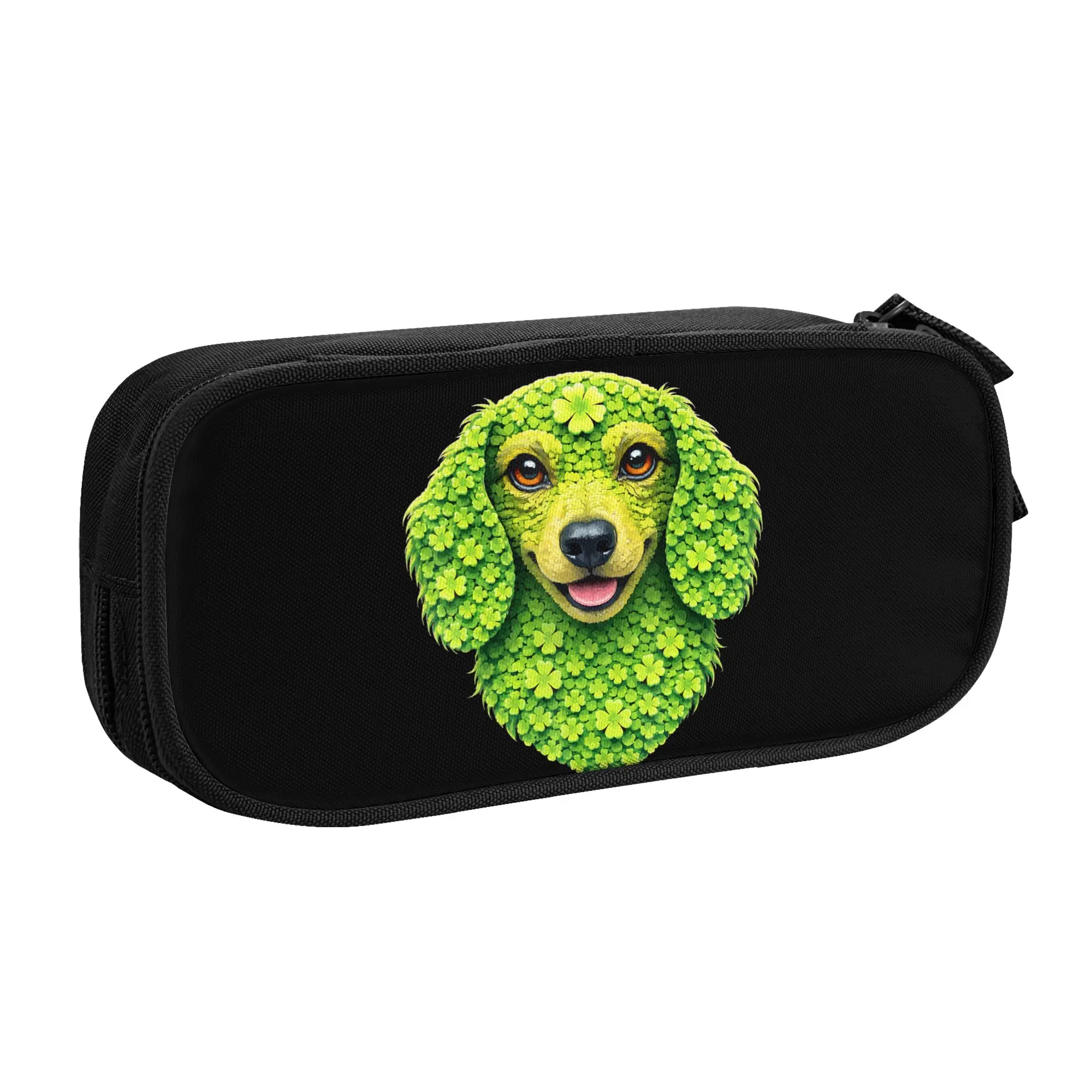 Bolsas de gran capacidad con diseño de dibujos animados Lindo Perro Salchicha con tréboles Arte de San Patricio, Camiseta de Perro Salchicha, Bolsa de estudio portátil
