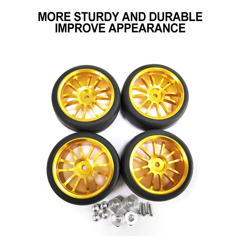 Plastic 1 10 Wheel Rims Tyre RC Upgrade Part 4pieces Wear-resistant Rc Wheel Rims Tyre For WPL D12 RC Car Part Golden