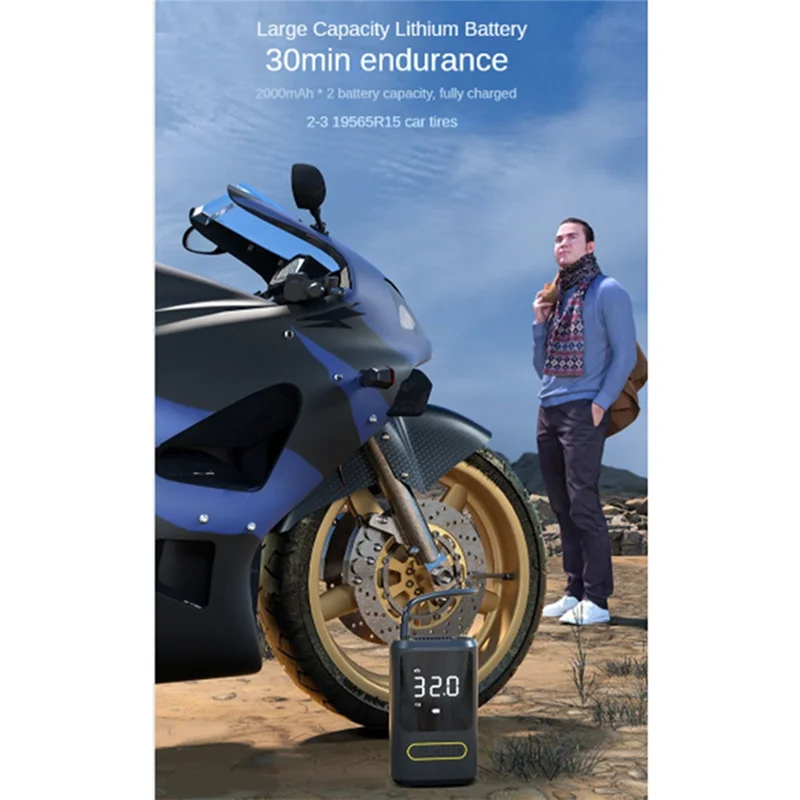 

AT16 Cordless Tire Inflator Portable Air Compressor for Car Tires, Balls, Inflatables - Multipurpose Car Accessory